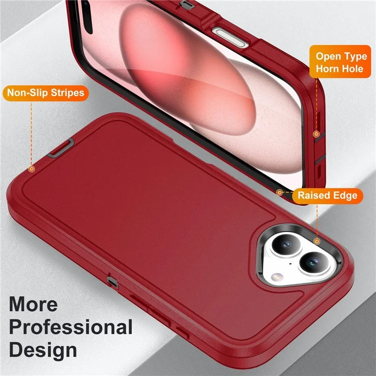 For iPhone 16 Plus Case PC+Silicone+EVA 3-in-1 Shockproof Phone Cover