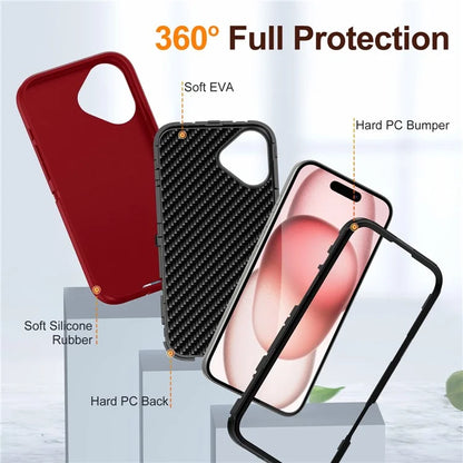 For iPhone 16 Plus Case PC+Silicone+EVA 3-in-1 Shockproof Phone Cover