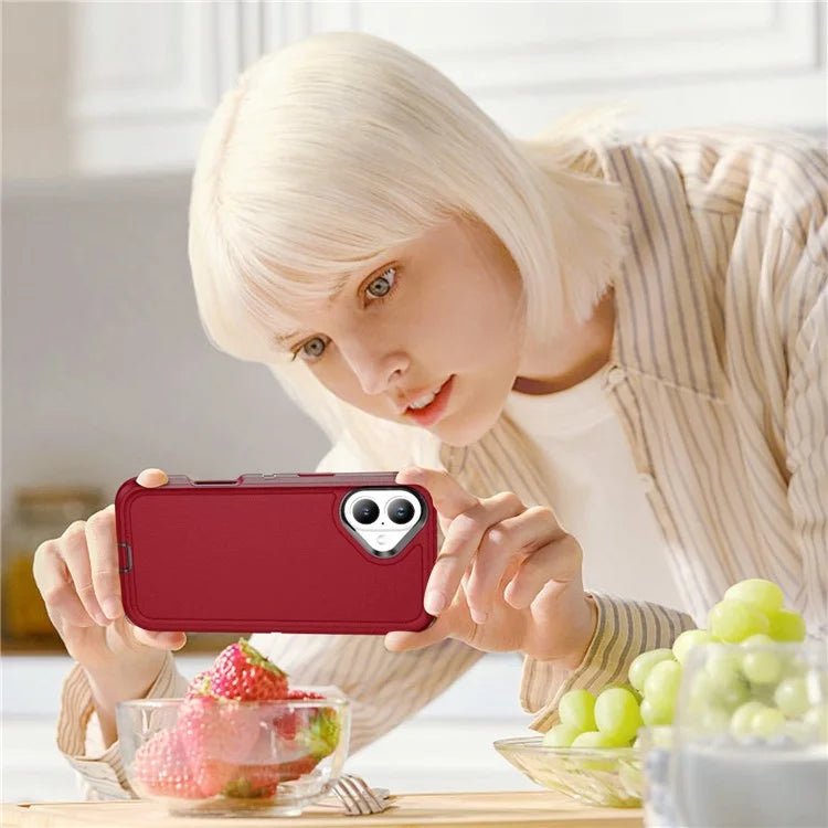 For iPhone 16 Plus Case PC+Silicone+EVA 3-in-1 Shockproof Phone Cover