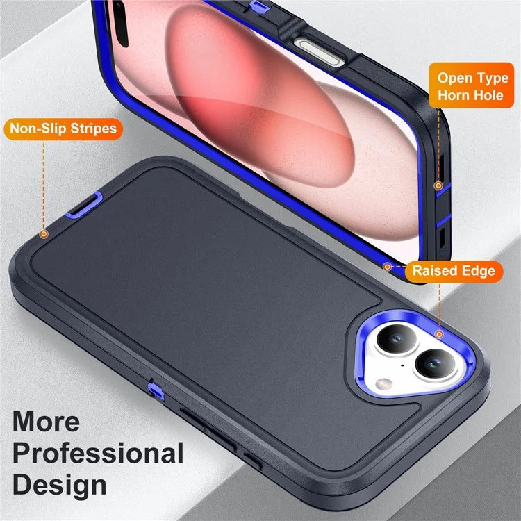 For iPhone 16 Plus Case PC+Silicone+EVA 3-in-1 Shockproof Phone Cover