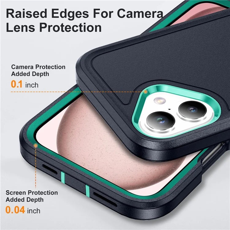 For iPhone 16 Plus Case PC+Silicone+EVA 3-in-1 Shockproof Phone Cover