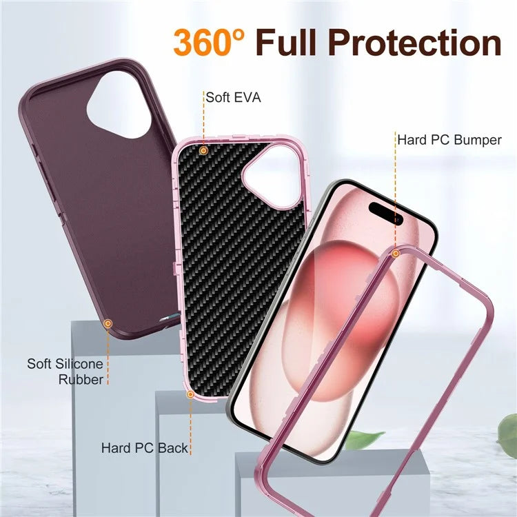 For iPhone 16 Plus Case PC+Silicone+EVA 3-in-1 Shockproof Phone Cover