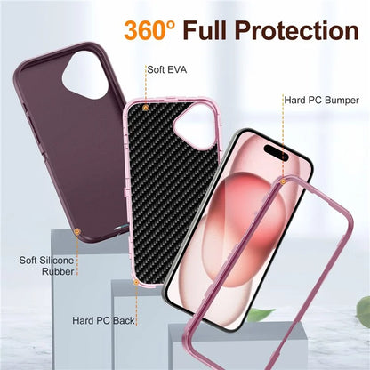 For iPhone 16 Plus Case PC+Silicone+EVA 3-in-1 Shockproof Phone Cover