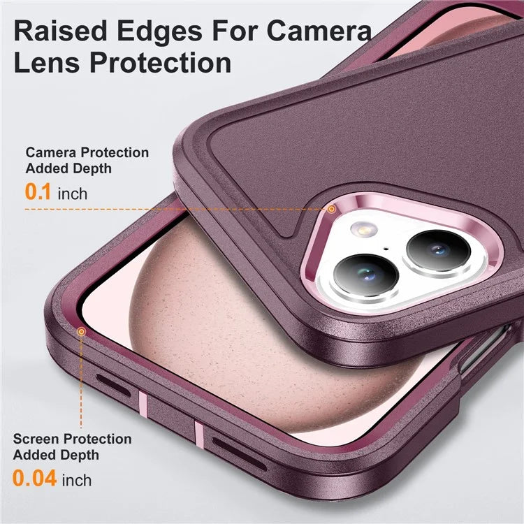 For iPhone 16 Plus Case PC+Silicone+EVA 3-in-1 Shockproof Phone Cover