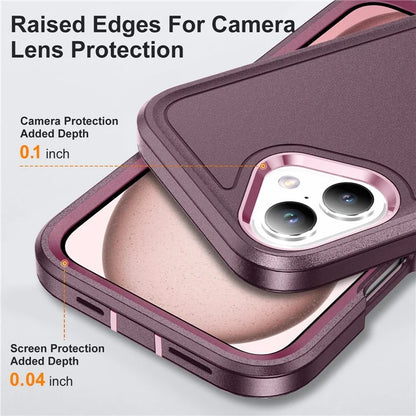 For iPhone 16 Plus Case PC+Silicone+EVA 3-in-1 Shockproof Phone Cover