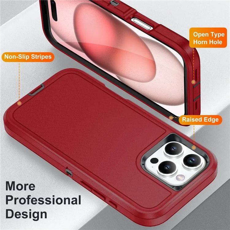 For iPhone 16 Pro Case Drop-Proof PC+Silicone+EVA 3-in-1 Phone Cover