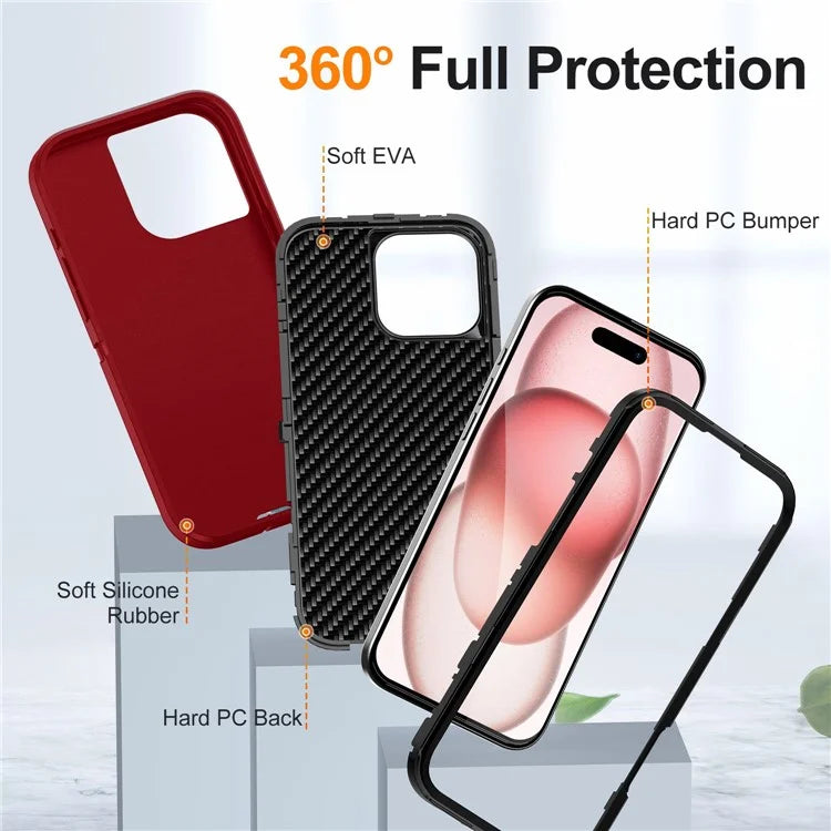 For iPhone 16 Pro Case Drop-Proof PC+Silicone+EVA 3-in-1 Phone Cover