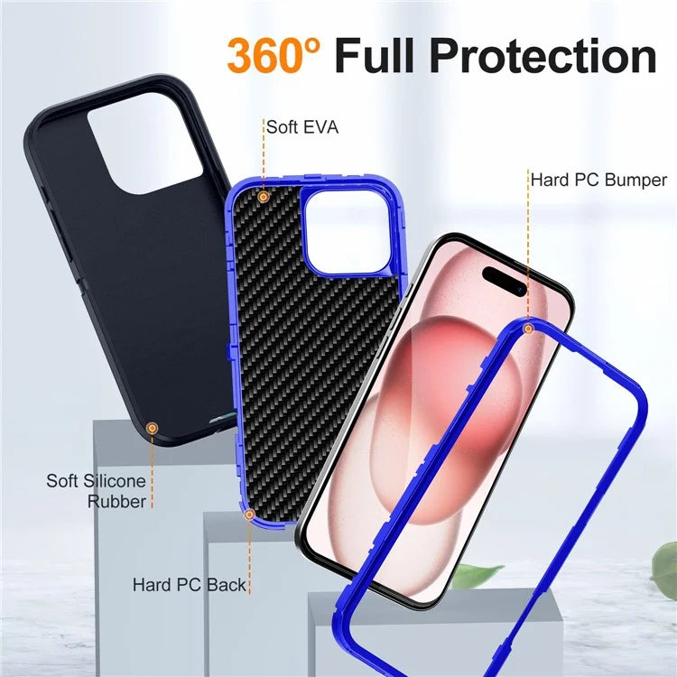 For iPhone 16 Pro Case Drop-Proof PC+Silicone+EVA 3-in-1 Phone Cover