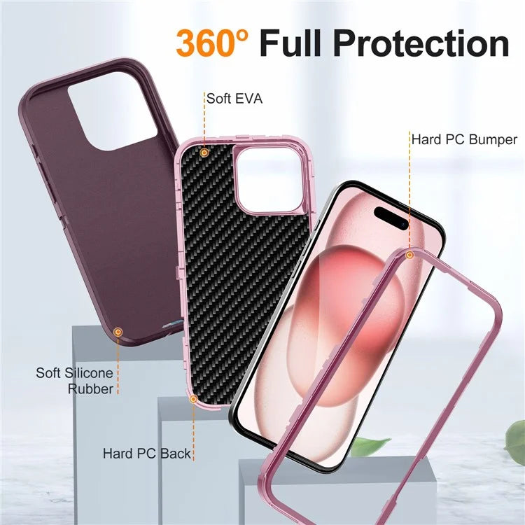 For iPhone 16 Pro Case Drop-Proof PC+Silicone+EVA 3-in-1 Phone Cover