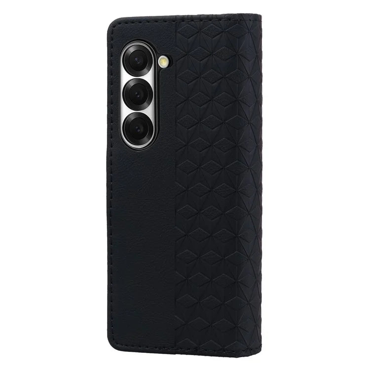 For Samsung Galaxy Z Fold6 5G Case Rhombus Pattern Leather Wallet Phone Cover