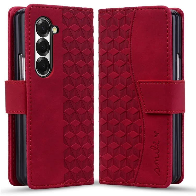 For Samsung Galaxy Z Fold6 5G Case Rhombus Pattern Leather Wallet Phone Cover