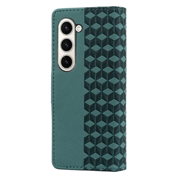 For Samsung Galaxy Z Fold6 5G Case Rhombus Pattern Leather Wallet Phone Cover