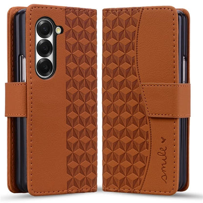 For Samsung Galaxy Z Fold6 5G Case Rhombus Pattern Leather Wallet Phone Cover