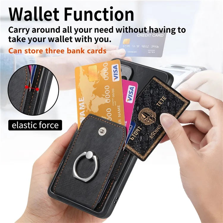 D2 for Honor 200 Pro 5G Case Kickstand Leather+TPU Non-Slip Protective Cover Card Slots