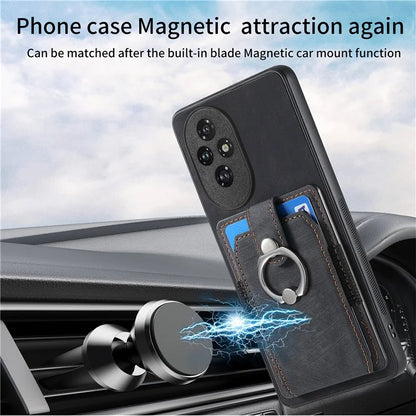 D2 for Honor 200 Pro 5G Case Kickstand Leather+TPU Non-Slip Protective Cover Card Slots