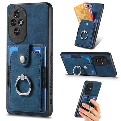 D2 for Honor 200 Pro 5G Case Kickstand Leather+TPU Non-Slip Protective Cover Card Slots