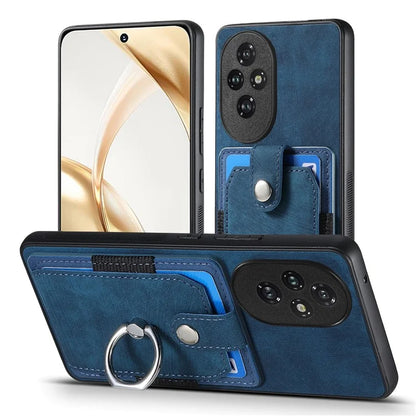 D2 for Honor 200 Pro 5G Case Kickstand Leather+TPU Non-Slip Protective Cover Card Slots