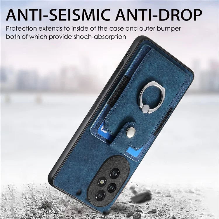 D2 for Honor 200 Pro 5G Case Kickstand Leather+TPU Non-Slip Protective Cover Card Slots