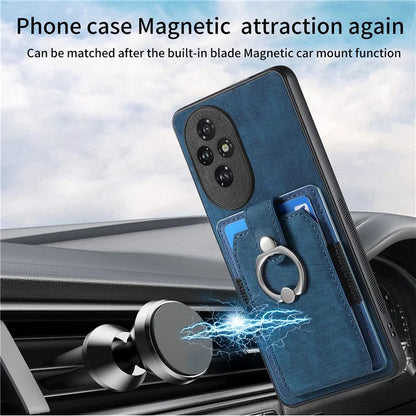 D2 for Honor 200 Pro 5G Case Kickstand Leather+TPU Non-Slip Protective Cover Card Slots