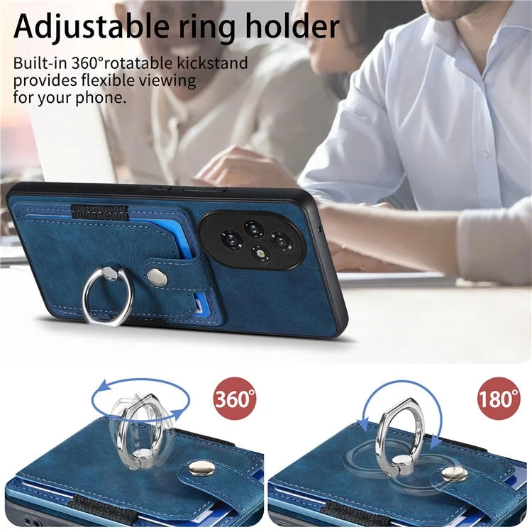 D2 for Honor 200 Pro 5G Case Kickstand Leather+TPU Non-Slip Protective Cover Card Slots