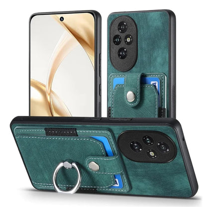 D2 for Honor 200 Pro 5G Case Kickstand Leather+TPU Non-Slip Protective Cover Card Slots