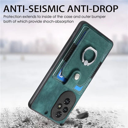 D2 for Honor 200 Pro 5G Case Kickstand Leather+TPU Non-Slip Protective Cover Card Slots