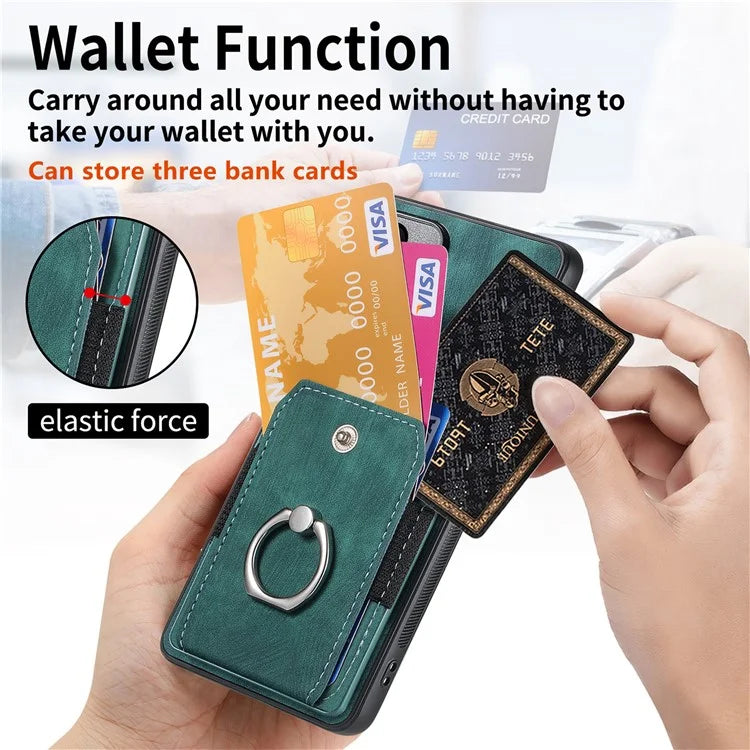 D2 for Honor 200 Pro 5G Case Kickstand Leather+TPU Non-Slip Protective Cover Card Slots