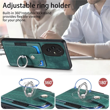 D2 for Honor 200 Pro 5G Case Kickstand Leather+TPU Non-Slip Protective Cover Card Slots