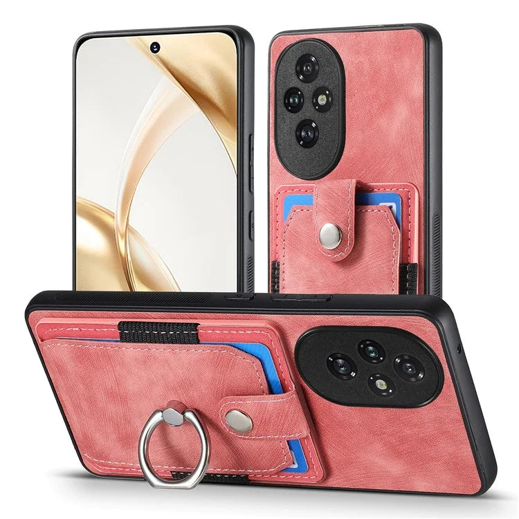 D2 for Honor 200 Pro 5G Case Kickstand Leather+TPU Non-Slip Protective Cover Card Slots