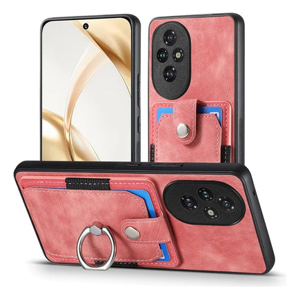 D2 for Honor 200 Pro 5G Case Kickstand Leather+TPU Non-Slip Protective Cover Card Slots