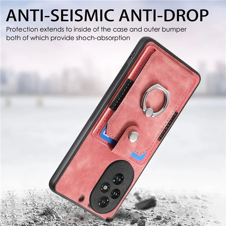 D2 for Honor 200 Pro 5G Case Kickstand Leather+TPU Non-Slip Protective Cover Card Slots