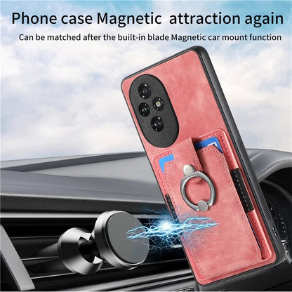 D2 for Honor 200 Pro 5G Case Kickstand Leather+TPU Non-Slip Protective Cover Card Slots