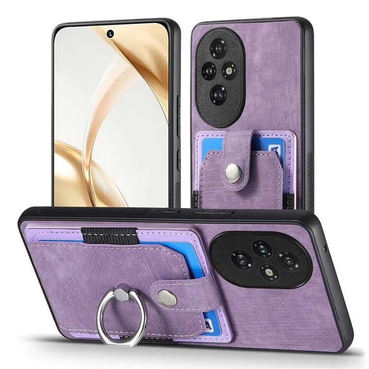 D2 for Honor 200 Pro 5G Case Kickstand Leather+TPU Non-Slip Protective Cover Card Slots