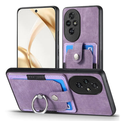 D2 for Honor 200 Pro 5G Case Kickstand Leather+TPU Non-Slip Protective Cover Card Slots