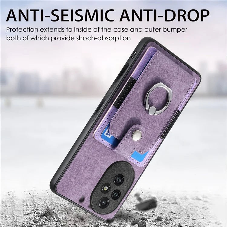 D2 for Honor 200 Pro 5G Case Kickstand Leather+TPU Non-Slip Protective Cover Card Slots