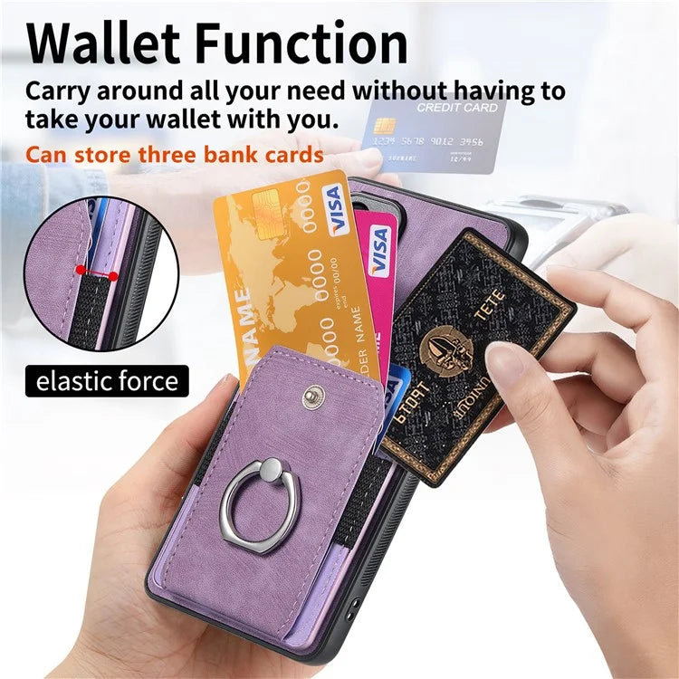 D2 for Honor 200 Pro 5G Case Kickstand Leather+TPU Non-Slip Protective Cover Card Slots