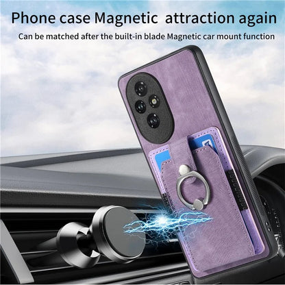 D2 for Honor 200 Pro 5G Case Kickstand Leather+TPU Non-Slip Protective Cover Card Slots