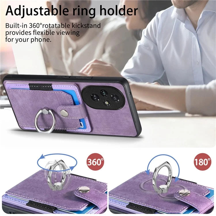 D2 for Honor 200 Pro 5G Case Kickstand Leather+TPU Non-Slip Protective Cover Card Slots