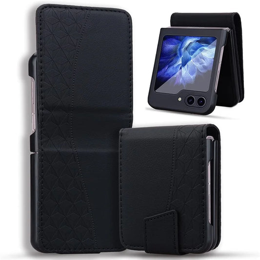 For Samsung Galaxy Z Flip6 5G Case Rhombus Pattern Leather Phone Cover