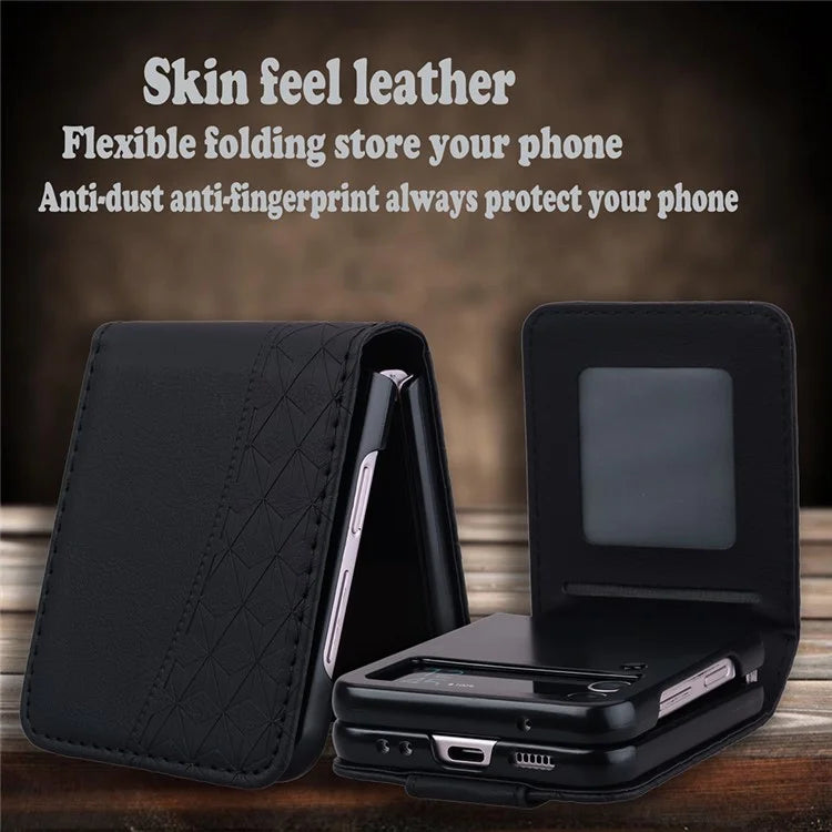For Samsung Galaxy Z Flip6 5G Case Rhombus Pattern Leather Phone Cover