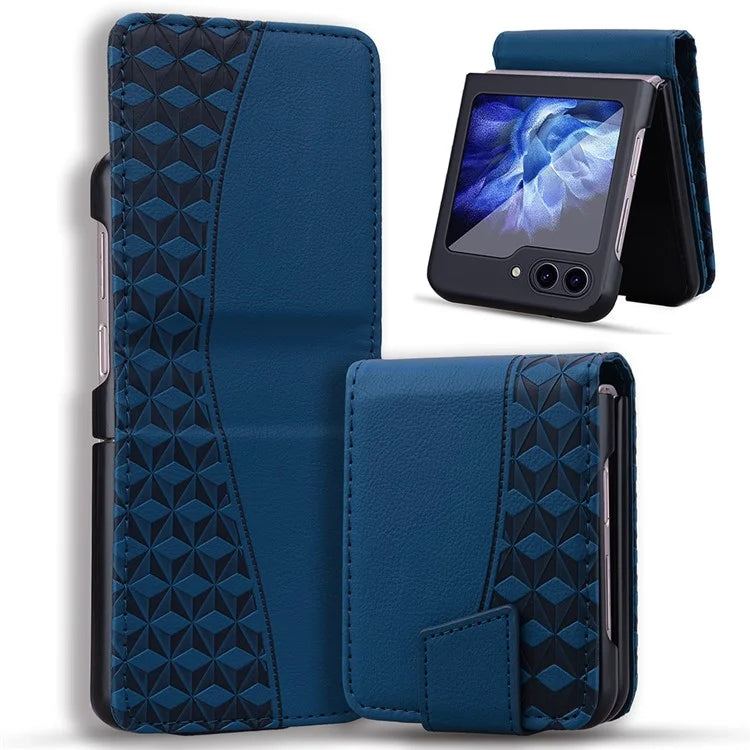 For Samsung Galaxy Z Flip6 5G Case Rhombus Pattern Leather Phone Cover
