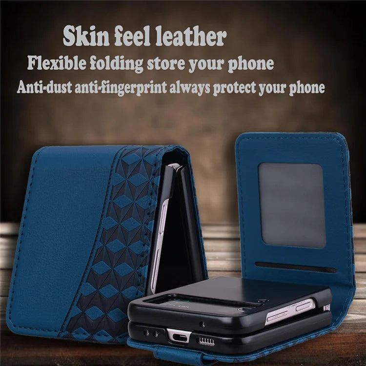 For Samsung Galaxy Z Flip6 5G Case Rhombus Pattern Leather Phone Cover