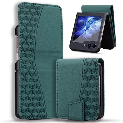 For Samsung Galaxy Z Flip6 5G Case Rhombus Pattern Leather Phone Cover