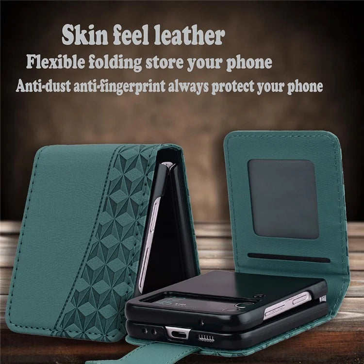 For Samsung Galaxy Z Flip6 5G Case Rhombus Pattern Leather Phone Cover