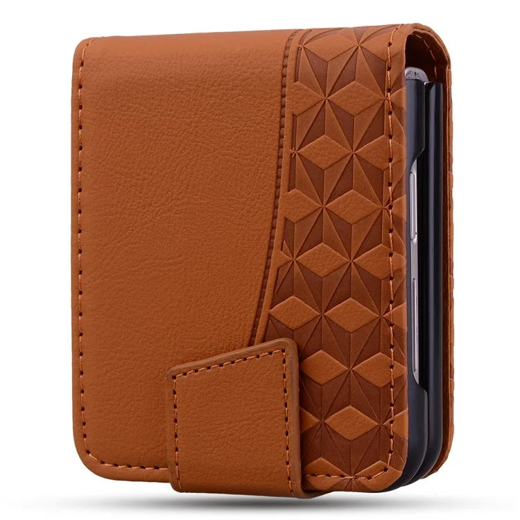 For Samsung Galaxy Z Flip6 5G Case Rhombus Pattern Leather Phone Cover