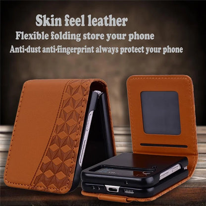 For Samsung Galaxy Z Flip6 5G Case Rhombus Pattern Leather Phone Cover