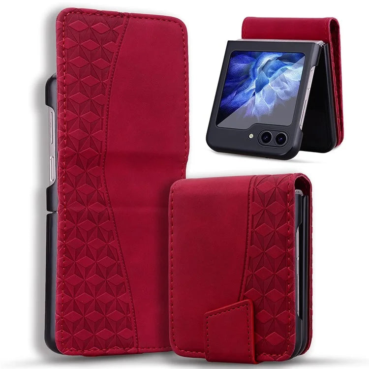 For Samsung Galaxy Z Flip6 5G Case Rhombus Pattern Leather Phone Cover