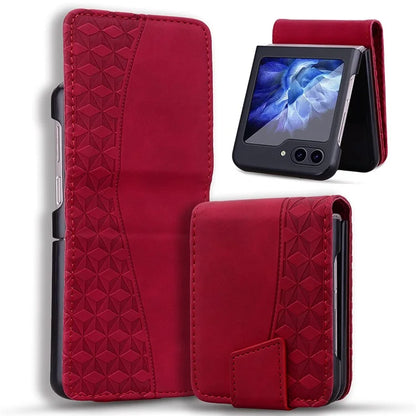 For Samsung Galaxy Z Flip6 5G Case Rhombus Pattern Leather Phone Cover