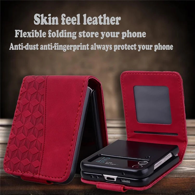 For Samsung Galaxy Z Flip6 5G Case Rhombus Pattern Leather Phone Cover