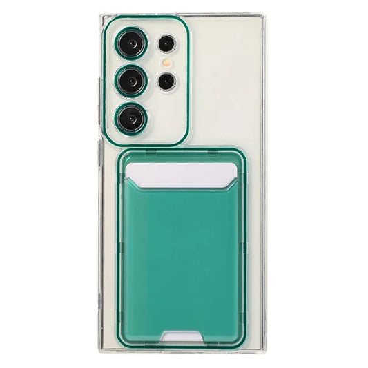 For Samsung Galaxy S22 Ultra 5G Case Transparent TPU Card Holder Phone Cover